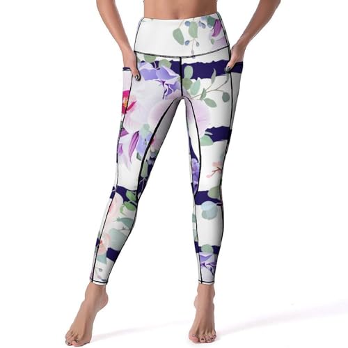 Yoga taille haute leggings rose pourpre d'une finition haut de gamme pour femmes en taille S