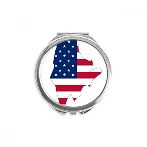 Miroir rond maquillage portable motif carte drapeau Maine États-Unis
