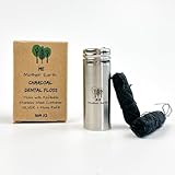 Vegan Biodegradable Bamboo Charcoal Dental Floss with Refillable Stainless Steel Container | 33yds x2 | Extra Floss Refill | Natural Candelilla Wax | Peppermint | Eco Zero Waste Oral Care