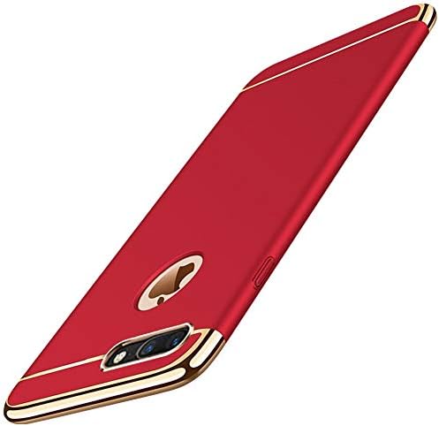 KUMTZO Compatible for iPhone 8 Plus/7 Plus Case,Fashion & Luxury 3 in 1 Ultra Thin Slim Hard Case Coated Non Slip Matte Surface Electroplate Frame Cover for iPhone 8 Plus/7 Plus 5.5 inch_Red