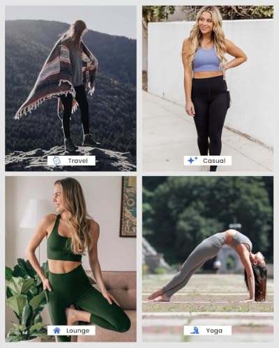 Image of Syrinx 3 Packs Leggings with Pockets for Women, Soft High Waisted Tummy Control Workout Yoga Pants