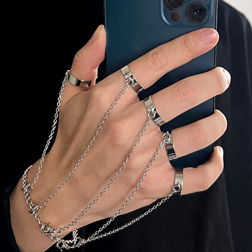 Bethynas Punk Tassel Bracelet With Slave Finger Rings Gothic Hand Harness Hip Hop Kurapika Chain for Women2