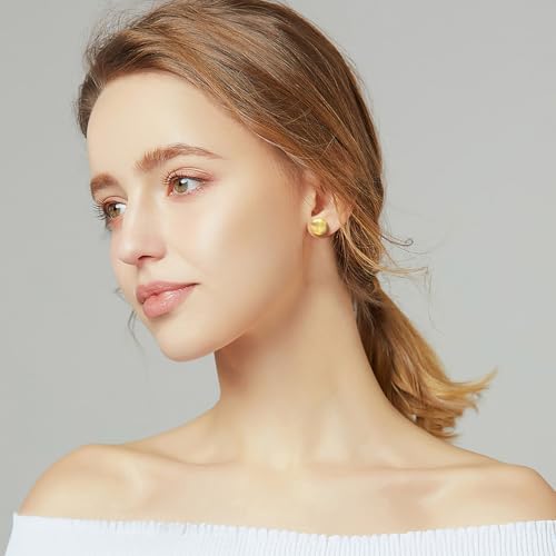 Gold Earrings for women 14K Gold Studs Earrings for Women Stud Earring for womens Stud Shell-Like Aesthetic Adorable and Comfort-Focused Womens Studs Earring 12mm3