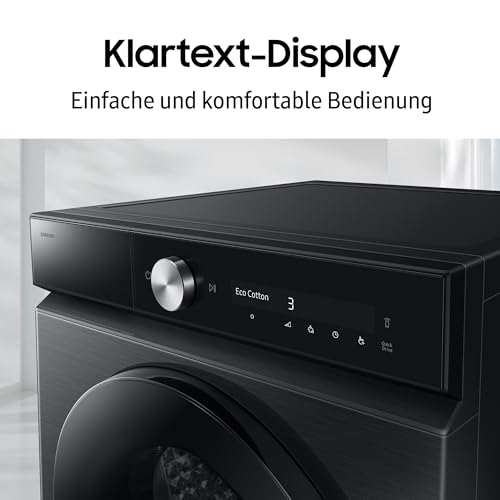 Samsung DV90DB8845GBU2 Wärmepumpentrockner DV8400D, 9 kg, EEK: A, AI Wäschetrockner mit Klartext-Display, AI Dry+, QuickDrive, SuperSpeed, Super Leise Programm, SmartThings-App, Schwarz