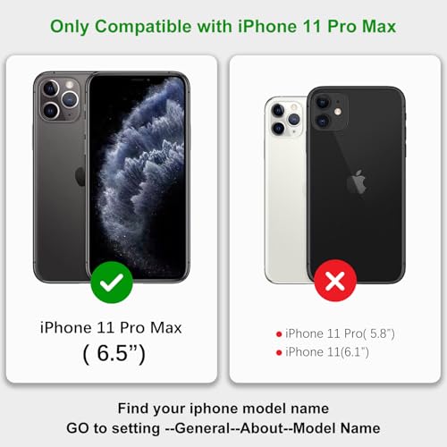 Image of for iPhone 11 Pro Max Case Wallet with Card Holder,for iPhone 11 Pro Max Wallet Case for Women Men,PU Leather Shockproof Magnetic Buckle Stand Flip Phone Case-Black