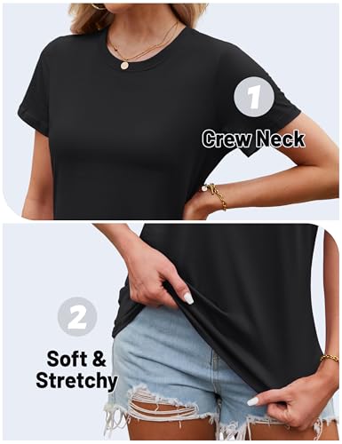 TACVASEN Women's Cotton T Shirts Short-Sleeve T-Shirt Casual Tops Basic Tees Crewneck T-Shirt - Image 6
