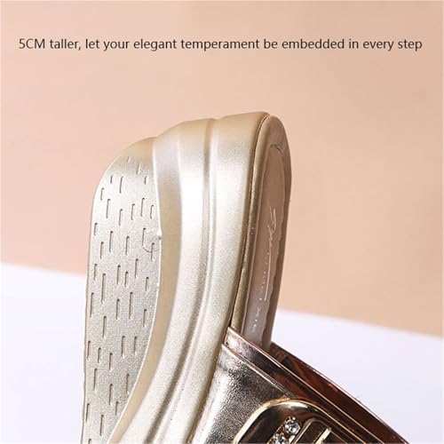 Low Wedge Sandals, Women's Summer Slip on Flats Open Toe Glitter Platform Wedge Sandals, Comfort Beach Casual Flip Flops, for Outdoor Walking, Entertainment, Leisure, Shopping, Leisure4