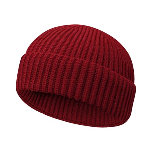 Image of Wool Fisherman Beanies for Men Women Short Cuff Knit Beanie Winter Warm Hats Trawler Hat Stylish Watch Cap