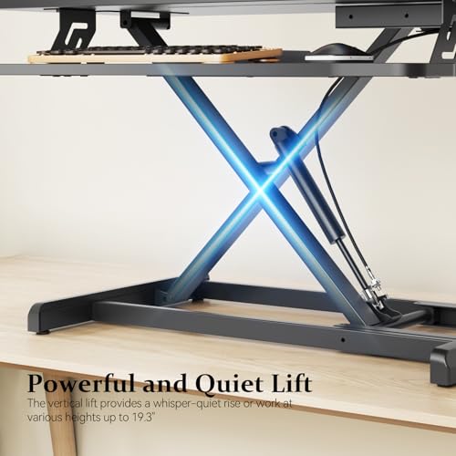 Jylh Joyseeker 66 35 Inch Standing Desk Converter, Height Adjustable Desktop Standing Desk With Keyboard Tray For Two Monitors, Sit To Stand Up Desk Riser Computer Workstation thumb #3
