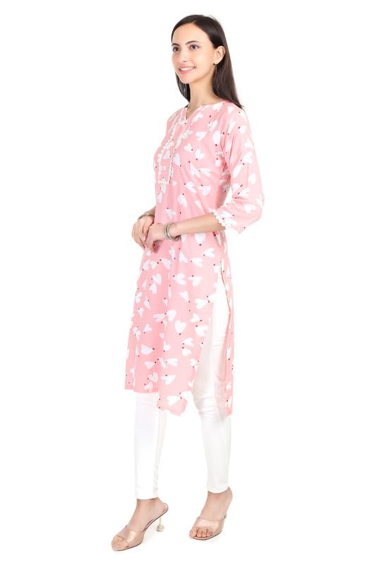 Image of Women's Rayon Kurta - Ethnic Wear Straight Kurti for Daily, Office & Festive Use
