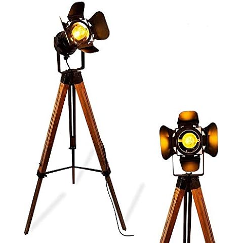 SUNLLOK Vintage Black Wood Tripod Lamp Cover