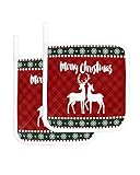 Pot Holder for Kitchen Merry Christmas White Reindeer Tartan Plaid Heat Proof Potholders 2 Pack Prot