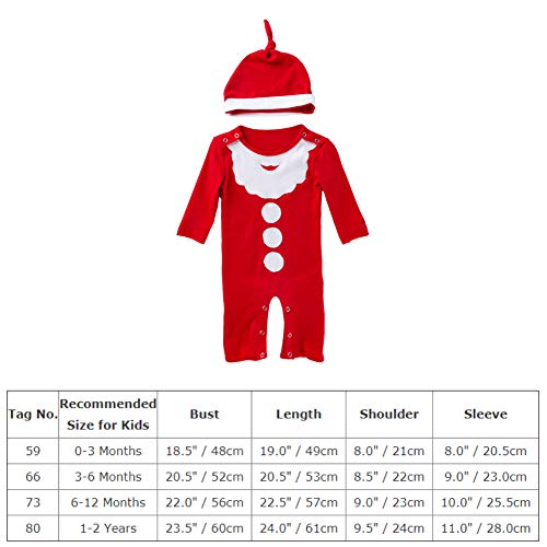 IMEKIS Pasgeboren Baby Meisjes Jongens Mijn 1e Kerst Outfit Lange Mouwen Kerstman Sneeuwman Rendier Gestreepte Print Romper Jumpsuit met Hoed Xmas Party Kleding Set, Rood 7, 3-6 Maanden - Afbeelding 8