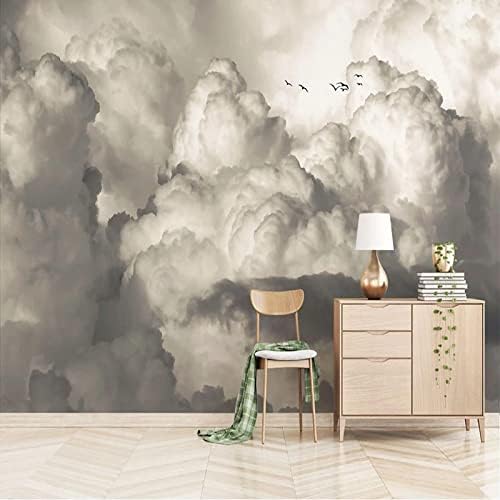 QINGSH Retro Nostalgic White Cloud Flying Bird Photo Wallpaper Wall Mural, Indoor Large Mural Wallpaper Background Decoration Suitable for TV Background Wall Living Room Bedroom 110.3" W x94.5 H