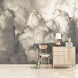QINGSH Retro Nostalgic White Cloud Flying Bird Photo Wallpaper Wall Mural, Indoor Large Mural Wallpa