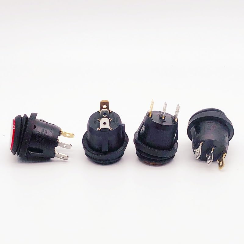 Mini interruttore a bilanciere di forma rotonda KCD1 ON/OFF 3 pin 6A 250VAC/10A 125VAC Apparecchiature elettriche con potenza di illuminazione 5 pezzi(Blue,LED DC 12V-24V)