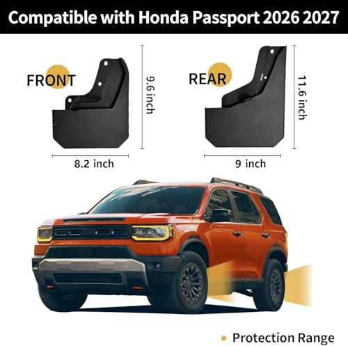 Image of Mud Flaps Splash Guards for Honda Passport 2026, Durable Mud Guards, No-Drill Installation, Protects Against Mud, Rocks, and Debris, 2026 Honda Passport Accessories (4PCS)