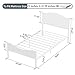 Timy Kids Twin Bed Frame with Wooden Headboard and Footboard, Metal Platform Bed Frame for Boys Girls Teens Adults, Modern Kids Furniture, No Box Spring Needed, White