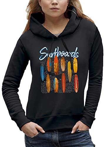 Sweat à capuche surfboards femme sweat-shirt imprimé histoire du surf