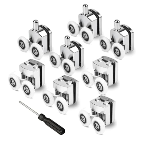 Ersatzrollen für Duschkabinen (auch für Glas geeignet), Chrom, 4 x unten, 4 x oben, 4-6 mm.