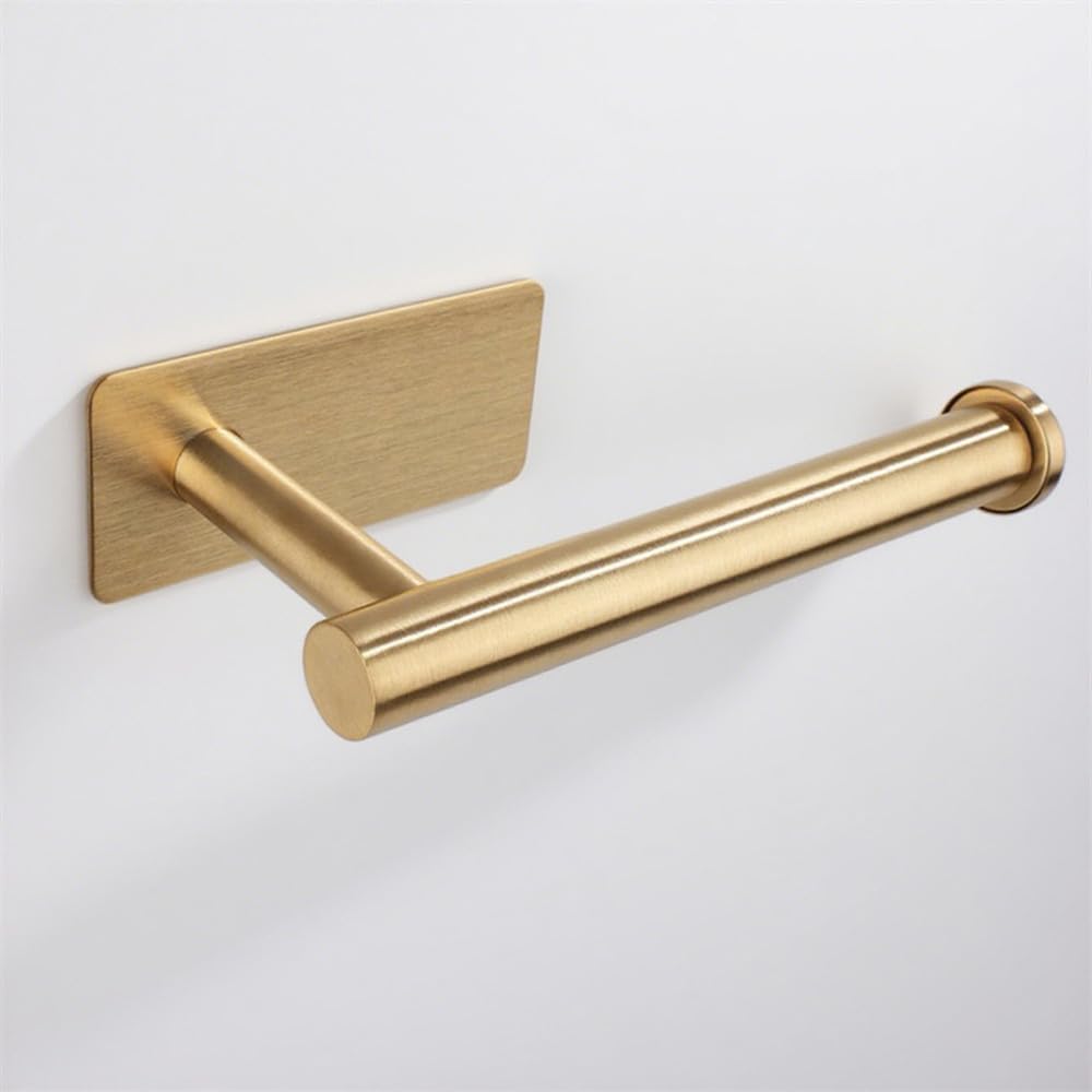 VVW&LIU Toilet Paper Roll Holder Adhesive Stainless Steel Brushed Gold Black White Wall Mounted Stand Paper Towel Shelf Tissue Hanger