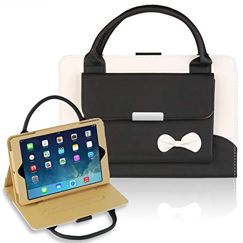GEMWON Case for iPad mini 1/2/3/4, Cute Handbag Case for Women,Protective PU Leather Three Angles Holder Cover with Auto Sleep/Wake Function for iPad mini 1/2/3/4 - Black