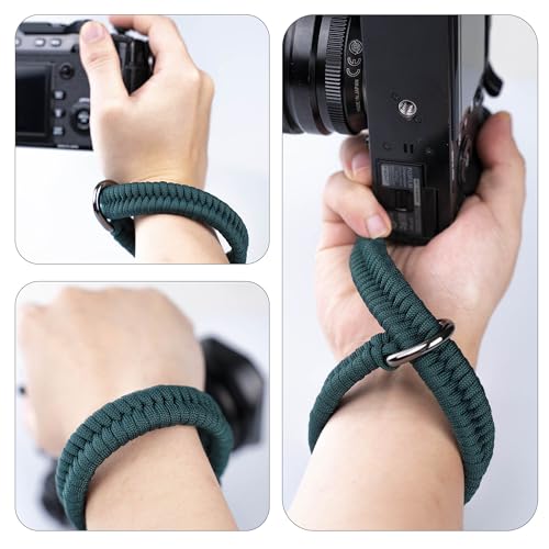 Image of Paracord Camera Wrist Strap Lanyard-Quick Release for DSLR Mirrorless | Turquoise Adjustable wrist size,High-strength paracord material,lightweight 1.16oz,secure metal clasp,Fits Canon Nikon Sony