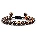 Stone Beads Bracelet Braided Rope Adjustable Black Lava Charm Healing Balance Beaded Bracelets for Men Women Jewelry (Metal Color : Tiger Eye)