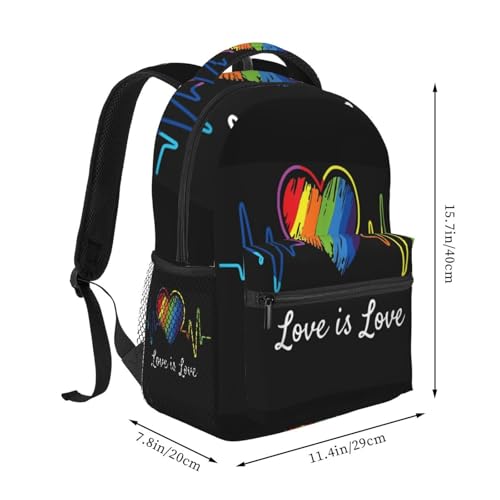 Love is Love Rainbow LGBT Gay Backpack Large Capacity Lightweight Casual Travel Sports Backpack 11.4X7.8X15.7 inch2