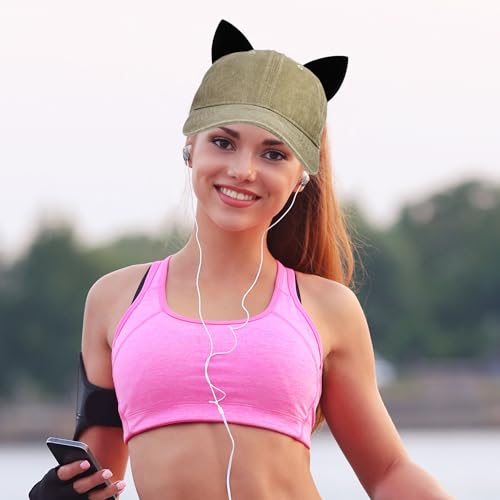 Image of Mens Baseball Cap Baseball Hat Funny Trucker Hats for Men Women Cute Beanie Distressed Cap Ponytail Hat for Women