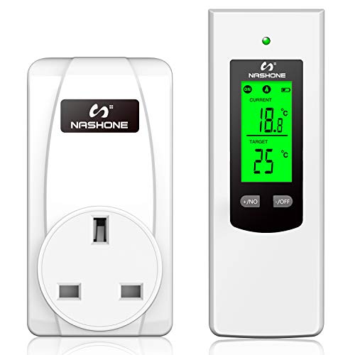 Price comparison product image NASHONE Wireless Thermostat RF Plug Digital Temperature Controller with Heating and Cooling Mode. Remote Control-Built in Temperature Sensor. 3680W