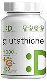 Glutathione Supplement 1,000mg Per Serving, 98% Purity | Plus Vitamin C 500mg, Active Reduced Form (GSH) | Intracellular Antioxidant – Supports Detoxification & Immune Health