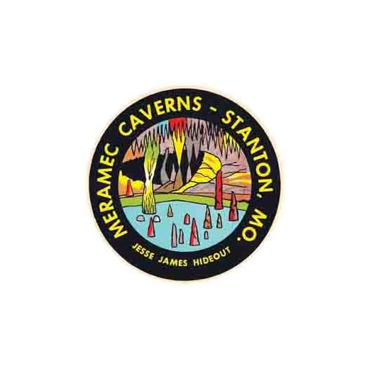 Meramec Caverns Stanton Missouri Jesse James' Hideout Highway 66 Vintage Travel Decal Sticker Souvenir Skateboard Laptop