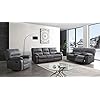 Betsy Furniture Microfiber Reclining Sofa Couch Set Living Room Set 8007 (Grey, Sofa+Loveseat+Recliner)