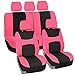 FH Group Universal Car Seat Covers Full Set for SUV Truck Sedan Vans | Waterproof All-Purpose Cloth Seat Cover Set Airbag Compatible Washable Split Bench Protector Interior Upgrade - Pink