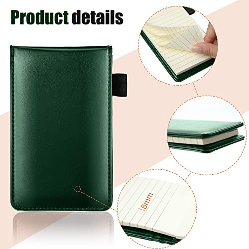 Mini porte-bloc-notes vert 7,6x12,7 cm rechargeable avec stylo métal