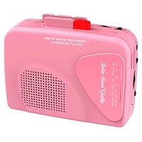 Kassettenrekorder, AM/FM-Radio, Walkmaner Tragbarer Kassettenrekorder, Aufnahme auf Kassette, Integrierter Lautsprecher, Manuelle Aufnahme – T201 (Rosa)