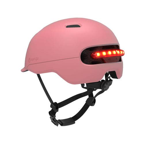 SMART4U SH50L-R-M Casco Urbano Acolchado-Luz LED Resistente con 7 Niveles de Intensidad automática, batería de 1000 mAh, Autonomía aproximada de 36h, Adultos Unisex, Rosa, Medium Cover