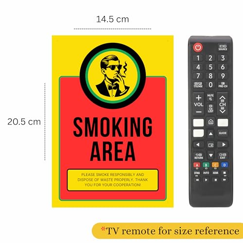Image of Smoking Area Sign Sticker Board 20.5 x 14.5 CM | Peel & Stick or Screw Fix | Waterproof Finish | 4 Corner Holes | Pack of 2 (Smoking Area, Medium -20.5 x 14.5 CM)