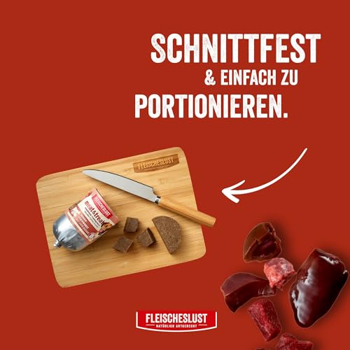 Fleischeslust Hundewurst, Meat&Treat Rinderleberwurst(15x200g), schnittfeste Trainingswurst, Hundefutter für ausgewachsene Hunde