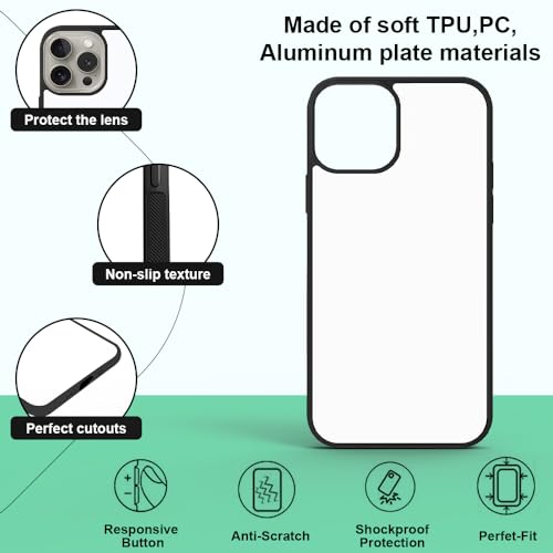 Guesnuy GUESNUY-I1 6 Pieces Compatible With Iphone 15 Pro Max Sublimation Blank Case,Printable Personalized Diy Heat Press Rubber Anti-Slip Protective Custom Phone Cover For Iphone 15 Pro Max 6.7 Inch Black thumb #2