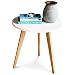 STNDRD. Mid-Century Modern End Table: Perfect Bedside Nightstand or Living Room Side/Accent Table - White Round Tabletop & 3 Bamboo Legs (1-Pack)