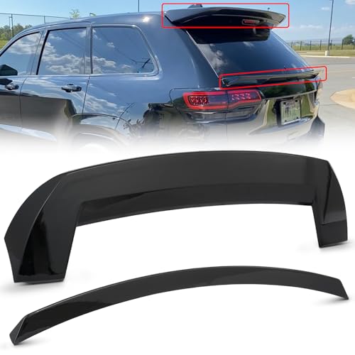 KARPAL Rear Roof Spoiler+Tail Mid Wing Fits for Jeep Grand Cherokee 2013-2021 SRT Only for Model with OEM Spoiler Gloss Black
