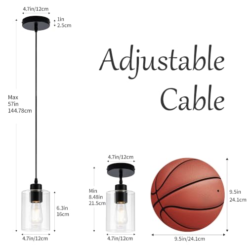 Image of MAYNA 2 Pack Black Pendant Lights Kitchen Island,Glass Pendant Lighting