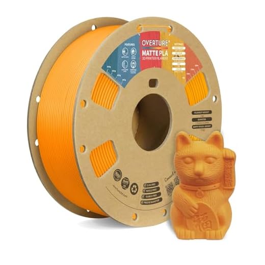 OVERTURE Matte PLA 3D Printer Filament 1.75mm, Matt Surface & Low Warping Filament 1kg Spool (2.2 lbs), Accuracy +/- 0.02 mm, Fit Most FDM Printers (Matte Orange)