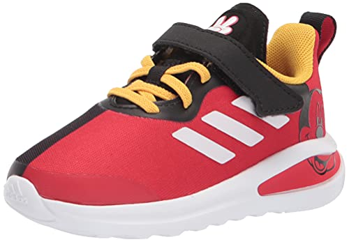 adidas Kids Fortarun Mickey Running Shoe, Black White Vivid Red, 9 US Unisex Toddler