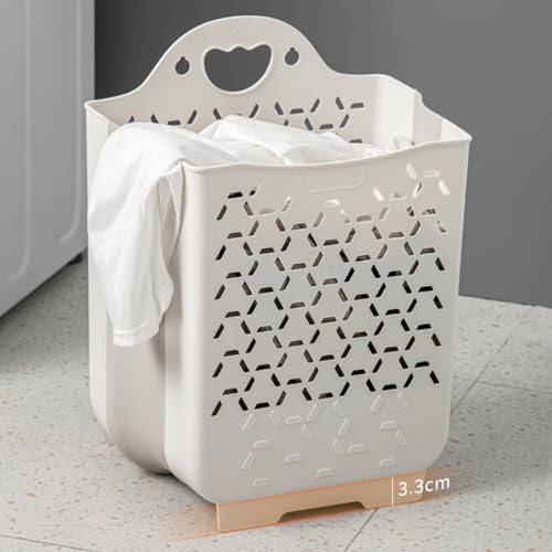 Amosfun 2001753WPLY Collapsible Laundry Basket Clothes Storage Basket Dirty Cloth Basket Laundry Hamper Wall Mounted Laundry Basket Plastic Storage Bathroom Basket Organizer Tpe Child White Clothing thumb #6
