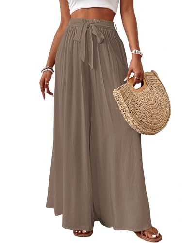 Image of Bsubseach Women Wide Leg Pants Floral Flowy Palazzo Pants