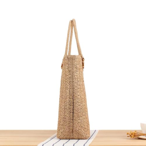 Big Woven Bag Women Large Tote Bag Summer Beach Handbag Retro Simple Travel Vacation Shoulder Bag2
