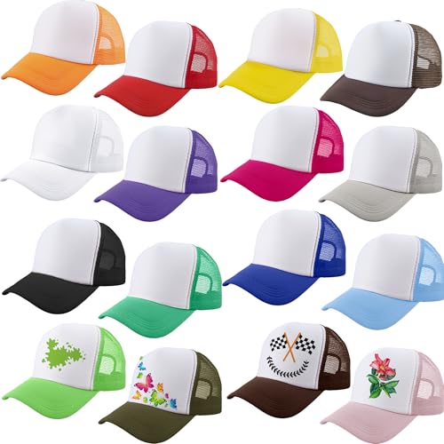 Chapeaux de camionneur d'été lot de 16 évite la chaleur - Casquettes vierges sport de plein air